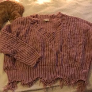 Main Strip Girls Distressed Crop Top Sweater